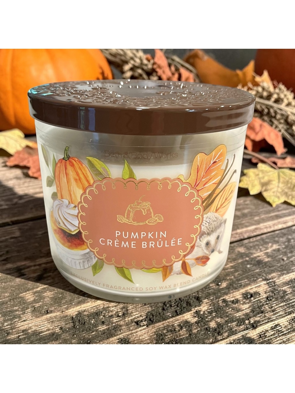 Bath & Body Works Pumpkin Crème Brûlée 3-Wick Candle 14.5 oz NEW Fall